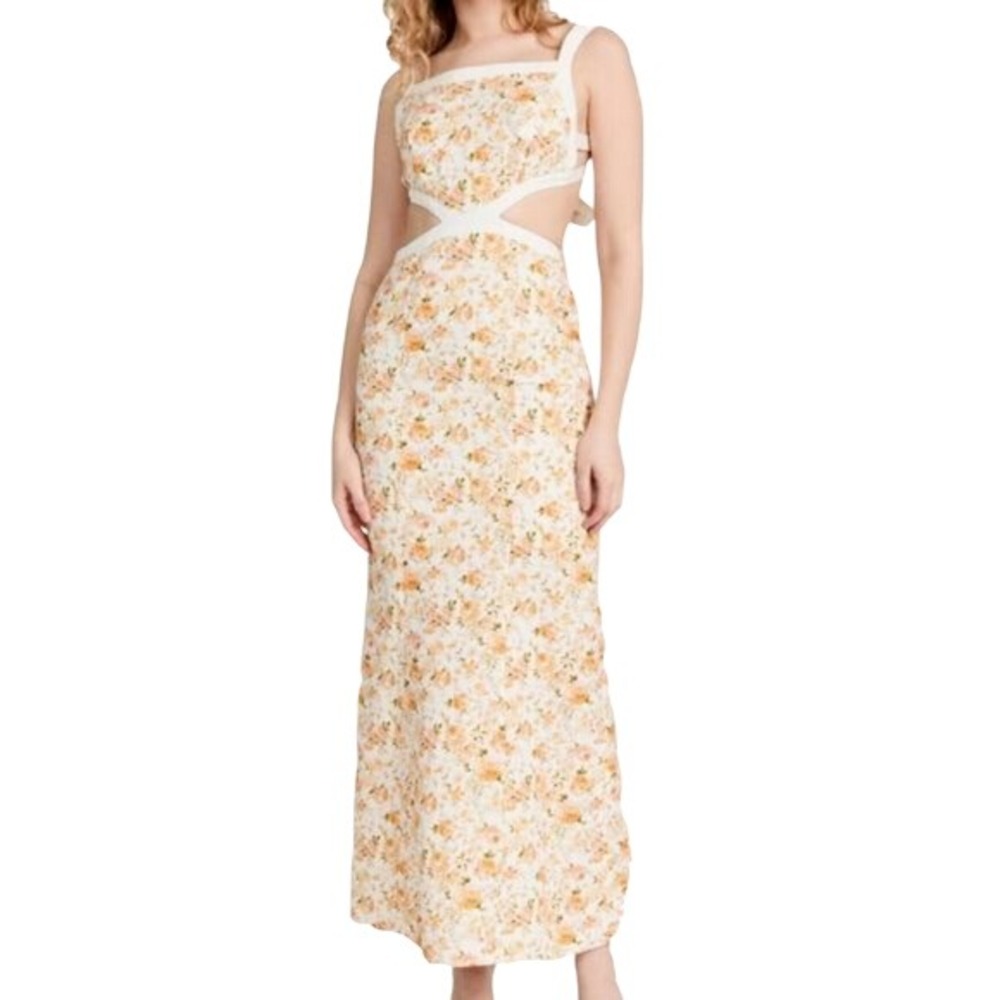 Significant Other Revolve Alanna Maxi Dress Size 12 Linen Blend Open Back Floral